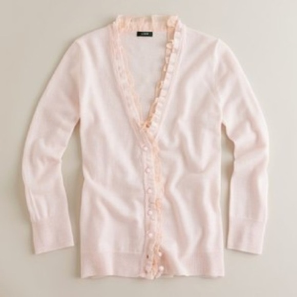 J Crew Merino Ethereal Ruffle Cardigan 
